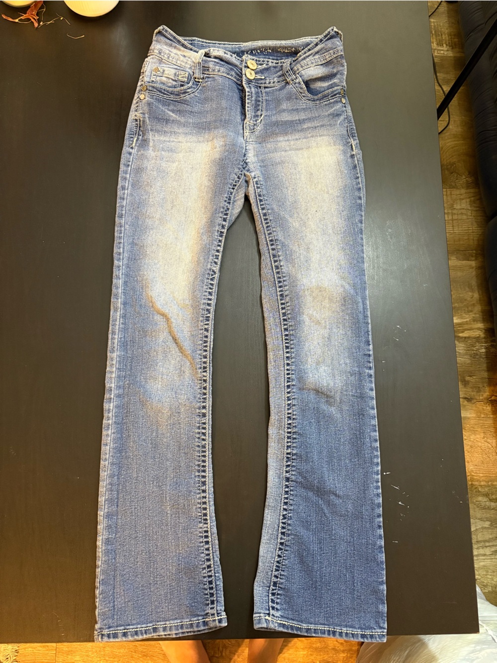 Wallflower Women's Faded Blue Bootcut Jeans